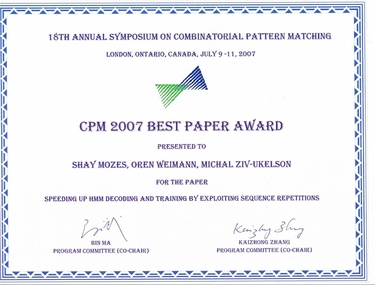 CPM 2007 best paper award